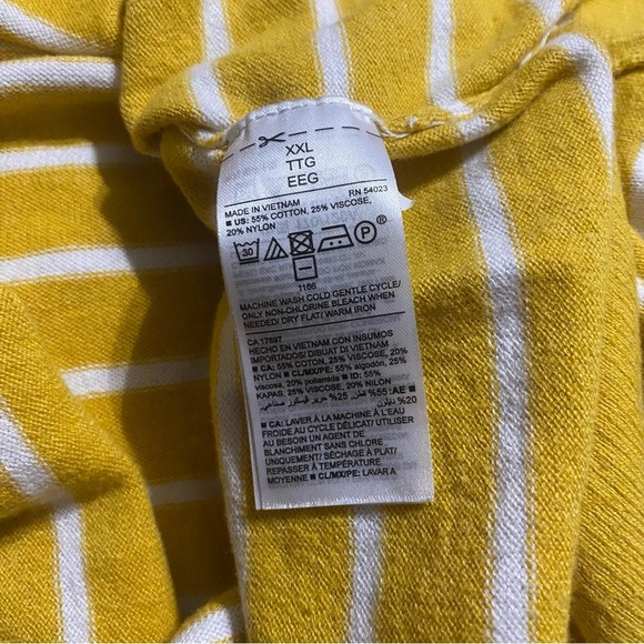 Old Navy Yellow White Striped Classic Crewneck Pullover Sweater - Picture 5 of 5